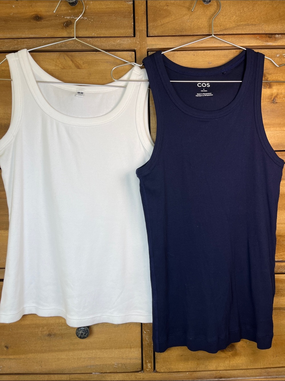 COS, Uniqlo Bundle 2 tank tops. Navy & white size small